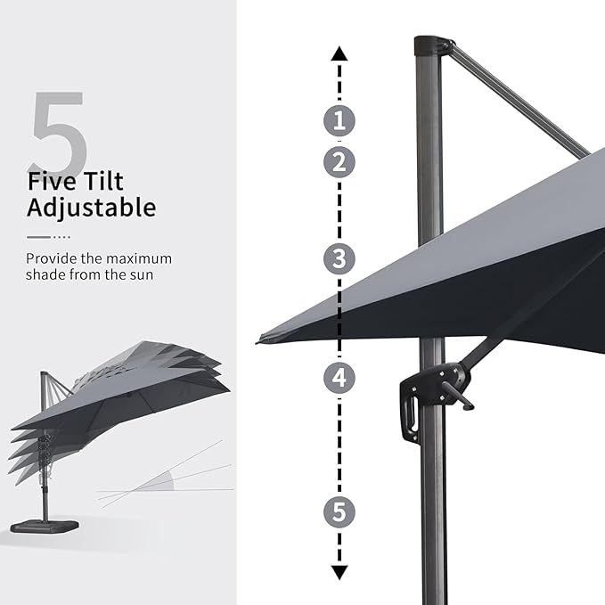 PURPLE LEAF 10' X 13' Patio Umbrella Outdoor Cantilever Rectangle Umbrella - Image 5
