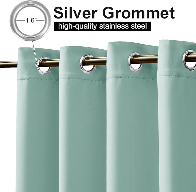 NICETOWN 2 Panels Weighted Outdoor Curtains 95 inch Long, Stainless Grommet Top - Image 3