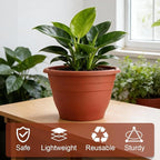 3 Pack 11 Inch Plant Pots with Drainage, Terracotta Plastic Planters - Image 4