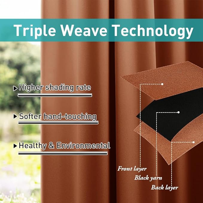 NICETOWN Outdoor Curtains for Patio Waterproof 2 Panels, Thermal Insulated - Image 5