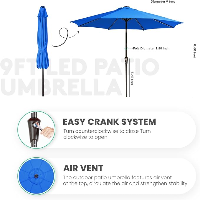 JEAREY 9FT Outdoor Patio Umbrella - Image 3