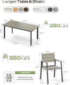 Outdoor Dining Set for 4, Aluminum Patio Table and Chairs Set - Image 6