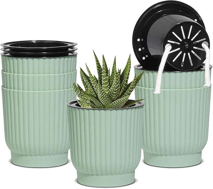 T4U 4 Inch Plant Pots Self Watering, 6 Pack African Violet Pots, Small Plant by T4U