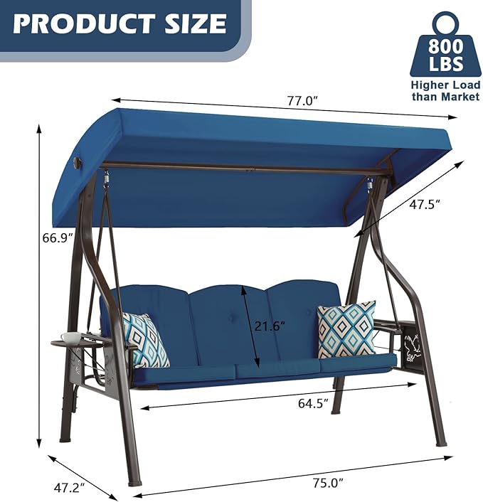 3-Seat Outdoor Porch Swing - Image 7