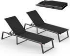 Aluminum Chaise Lounge Outdoor Set of 2, Foldable & Assembly Free Patio Pool by Oasbira