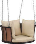 VINGLI 2.4 FT 1-Person Use Round Rattan Porch Swing Outdoor Support 440 LBS by VINGLI