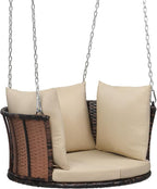 VINGLI 2.4 FT 1-Person Use Round Rattan Porch Swing Outdoor Support 440 LBS by VINGLI