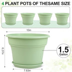 10 Inch Plastic-Flower-Pot-for-Indoor-Plants, 4 Pack Large Outdoor Planter Pot - Image 3