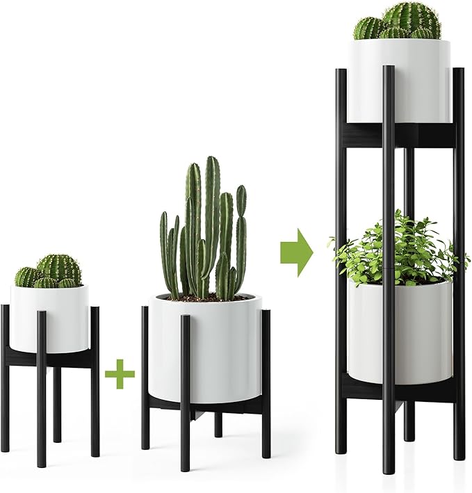 MUDEELA 2 Pack Indoor Plant Stands, 2 Tier Tall Plant Stand 30 inches, Mid by MUDEELA