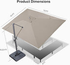 PURPLE LEAF 10' X 13' Rectangle Cantilever Umbrella - Image 9