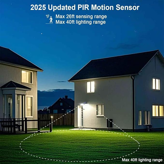EMANER Outdoor Motion Lights Solar Powered, Solar Flood Lights, Stay On or - Image 7