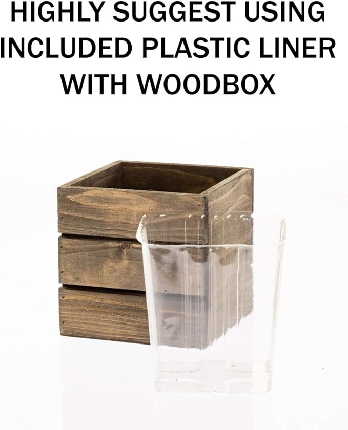 Wood Planter Box with Wine Crate Styled, 5 Inch Square, Rustic Barn Wood - Image 8