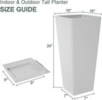 24" Tall White Planters for Outdoor Plants Set of 2, Large Flower Pots Planters - Image 2