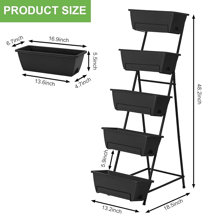 5 Tier Vertical Raised Garden Bed Planter Box, Vertical Raised Bed - Image 2