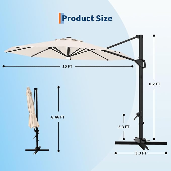 Garvee 10 ft Cantilever Patio Umbrella - Image 2