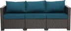 WAROOM Patio Couch PE Rattan 3-Seat Outdoor Sofa Brown Wicker Furniture Set by WAROOM