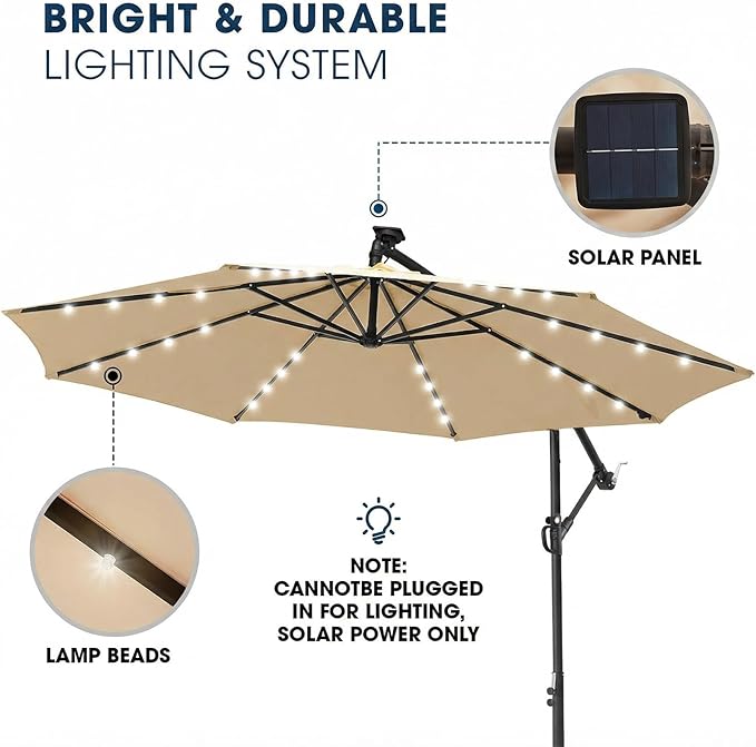 wikiwiki 10ft Solar LED Patio Umbrella - Image 3
