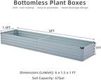 2 Pack 6x1.5x1FT Galvanized Raised Garden Bed Kit, Outdoor Metal Planter Box - Image 4