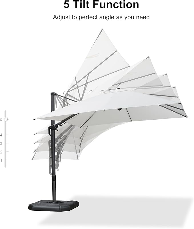 PURPLE LEAF 9.8' X 9.8' Left-right Tilting Patio Umbrella Outdoor Cantilever - Image 8