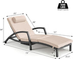Chaise Lounge Chairs Outdoor Set of 4, Comfy Outside Wicker Patio Pool Lounge - Image 7
