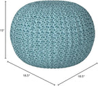 BIRDROCK HOME Round Pouf Ottoman | Cotton Braided Round Foot Stool | Bedroom - Image 2