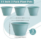 3 Pack 11 Inch Plant Pots with Drainage Hole and Plug, Durable Plastic Flower - Image 4
