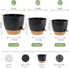 Large Self Watering Pots, 12/10/9 Plastic Planters - Image 2
