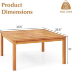 Tangkula Patio Wood Coffee Table, Solid Acacia Wood 35.5 Inches Side Table - Image 3