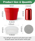 20 Pack 6 Inch Plant Pots, Thickened Plastic Flower Pots - Image 2