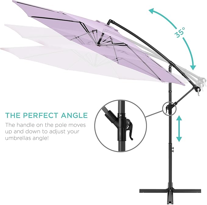 Best Choice Products 10ft Offset Cantilever Hanging Market Patio Umbrella - Image 4