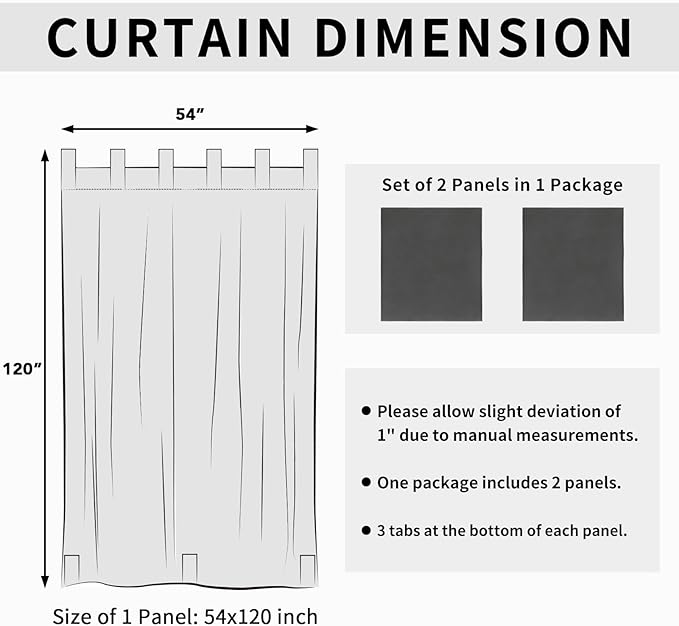 Easy-Going Outdoor Patio Curtains Detachable Tab Top Windproof Weatherproof - Image 6