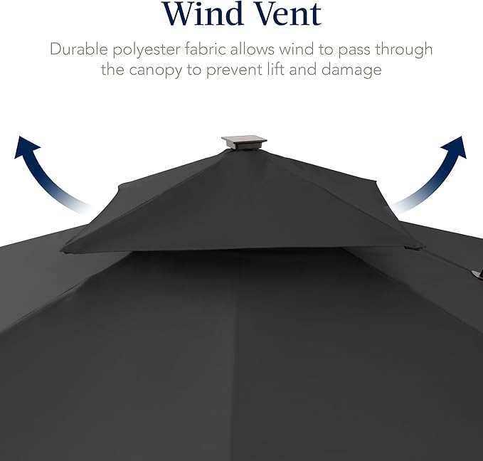 Best Choice Products 9x12ft LED Cantilever Patio Umbrella w/Base Included & - Image 7