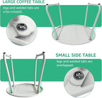 Patio Outdoor Coffee Table Set of 2, Weather Resistant Steel Round End Tables - Image 4