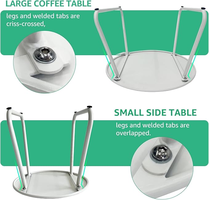 Patio Outdoor Coffee Table Set of 2, Weather Resistant Steel Round End Tables - Image 4