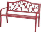 Sophia & William Outdoor Patio Metal Park Bench Red, Steel Frame Bench by SophiaWilliam