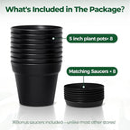 T4U 5 Inch Plant Pot 8-Pack, Plastic Pots - Image 6