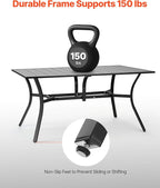 VEVOR Outdoor Patio Dining Table, 59 inch Long Rectangular Metal Steel Slat - Image 5