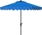 SAFAVIEH 9ft Outdoor Patio Umbrella, Pacific Blue & White Trim, Auto Crank Tilt by SAFAVIEH