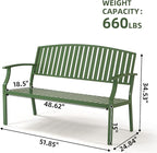 Outdoor Bench Weatherproof Aluminum Patio Garden Bench, Patio Loveseat - Image 2