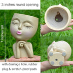 Face Head Planter, Funny Heads Plant Pots, Cute Girl Faces Plant Pot, - Image 2