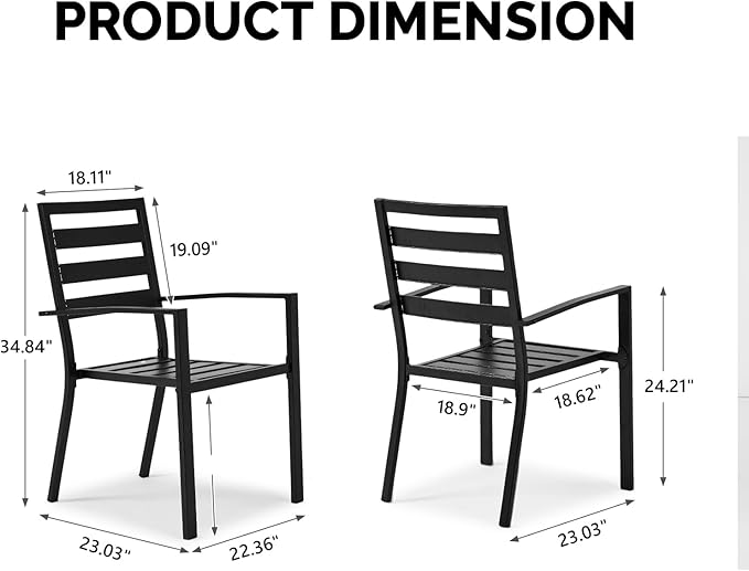 VINGLI Outdoor Dining Chairs Set of 4, Metal Frame Patio Chairs - Image 3