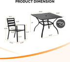VINGLI 5-Piece Outdoor Dining Set, Metal Patio Dining Set - Image 3