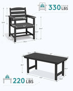SERWALL Patio Dining Table and Bench Set - Image 4