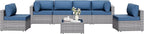 Shintenchi 7 Pieces Outdoor Patio Furniture Sets, Patio Sectional Sofa Couch by Shintenchi