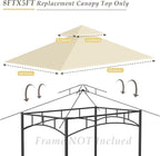 Grill Gazebo Replacement Top, 5 * 8 Outdoor BBQ Top Cover, Double Layer BBQ - Image 3