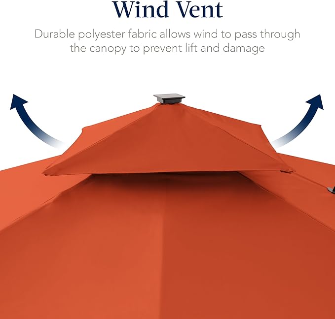 Best Choice Products 9x12ft LED Cantilever Patio Umbrella w/Base Included & - Image 7