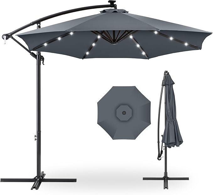 Best Choice Products 10ft Solar LED Offset Cantilever Hanging Market Patio by BestChoiceProducts
