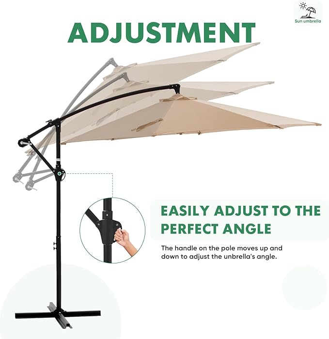 NEWBULIG 10FT Patio Umbrella, Offset Cantilever Outdoor Patio Table Umbrella - Image 5
