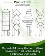 4 Pack Trellis for Indoor Climbing Plant, Small Metal Outdoor Garden Trellis - Image 5