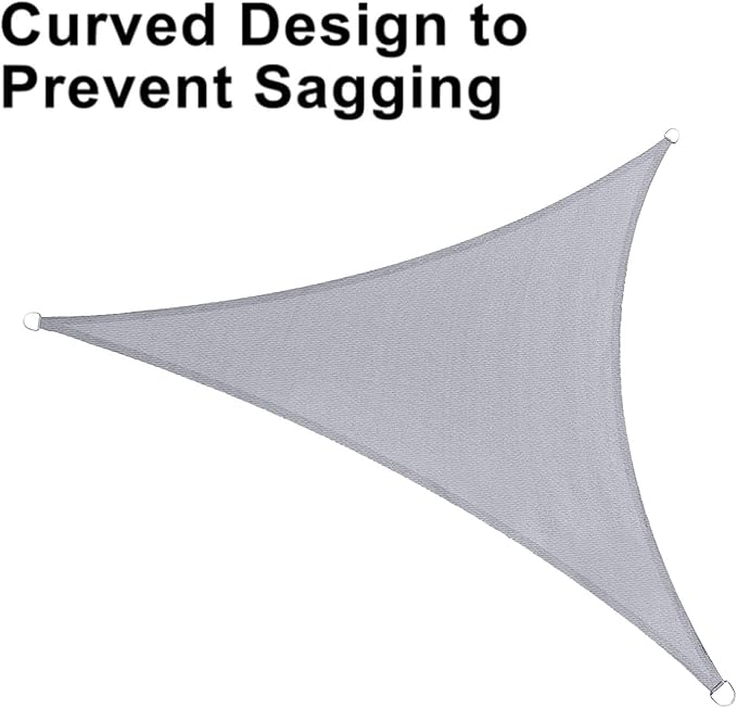 LOVE STORY 10' x 10' x 10' Triangle Silver Grey Sun Shade Sail Canopy UV Block - Image 6